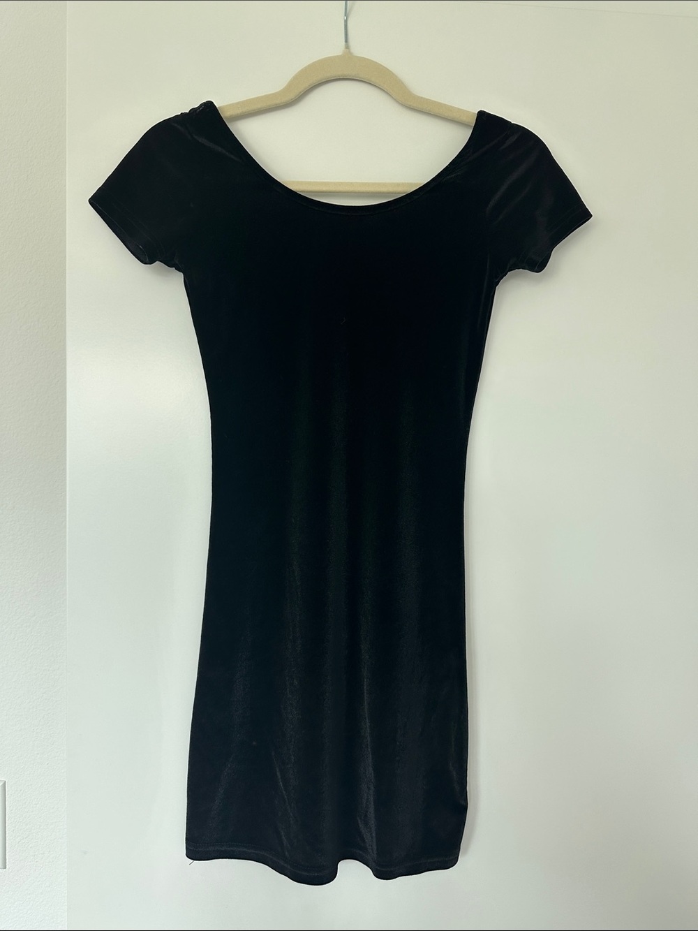 Brandy Melville Black Velvet Scoop Neck Mini Dress